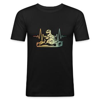 Kart Herzschlag Gokart Rennfahrer Go Kart - Männer Slim Fit T-Shirt - Schwarz - Vorne - Nik (191cm)