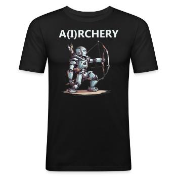 Bogenschütze - Männer Slim Fit T-Shirt - Schwarz - Vorne - Nik (191cm)