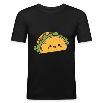 Tacos - Männer Slim Fit T-Shirt - Schwarz - Vorne - Nik (191cm)