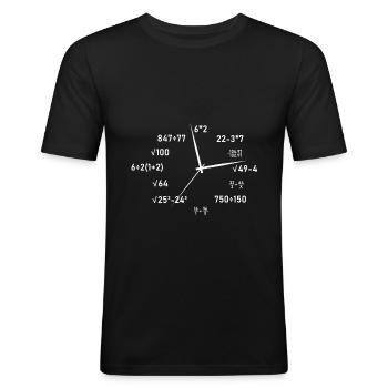 Uhrzeit Mathe - Männer Slim Fit T-Shirt - Schwarz - Vorne - Nik (191cm)