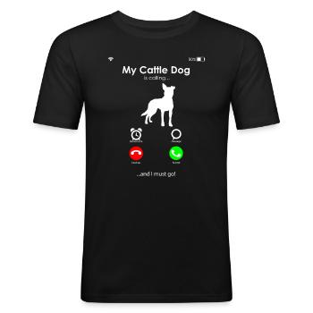 Australian Cattle Dog - Männer Slim Fit T-Shirt - Schwarz - Vorne - Nik (191cm)