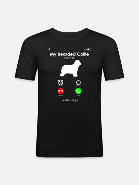 Bearded Collie - Männer Slim Fit T-Shirt - Schwarz