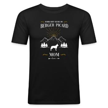 Berger de Picardie - Berger Picard - Männer Slim Fit T-Shirt - Schwarz - Vorne - Nik (191cm)