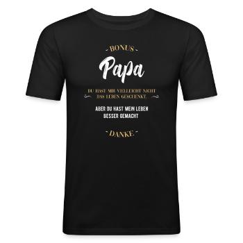 Bester Bonus - Männer Slim Fit T-Shirt - Schwarz - Vorne - Nik (191cm)