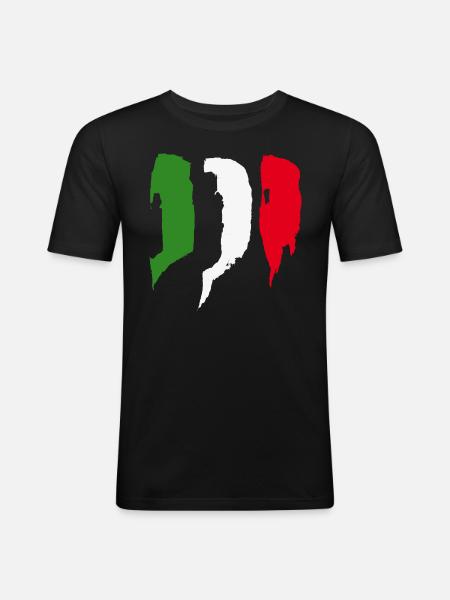 Italy Flag - Brush Strokes - Men's Slim Fit T-Shirt - black