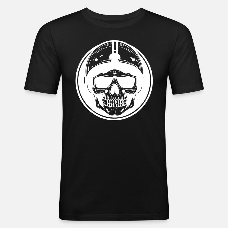 Biker Totenkopf - Männer Slim Fit T-Shirt - Schwarz