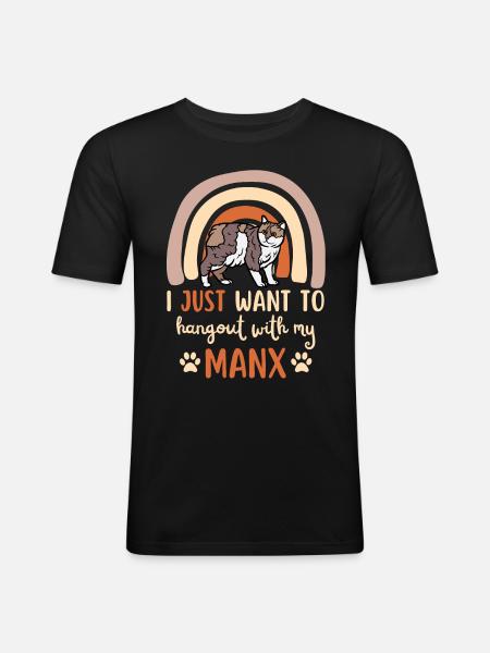 Chat Manx mignon - T-shirt près du corps Homme - noir