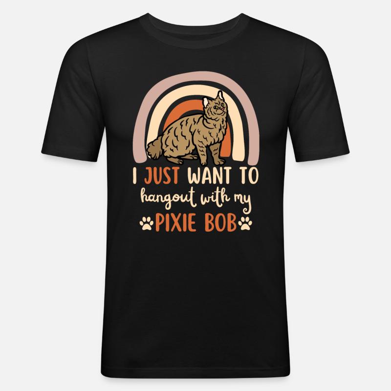 Süße Pixie Bob Katze - Männer Slim Fit T-Shirt - Schwarz