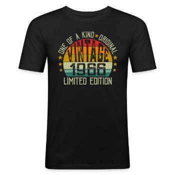 Jahrgang Jahrgang 1966 Retro Geschenk Jubiläum 1966 - Männer Slim Fit T-Shirt - Schwarz - Vorne - Nik (191cm)