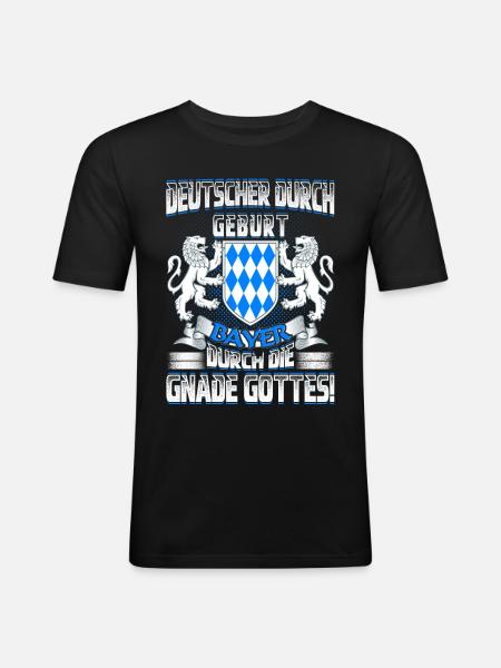 Bayer durch Gottes Gnade - Männer Slim Fit T-Shirt - Schwarz