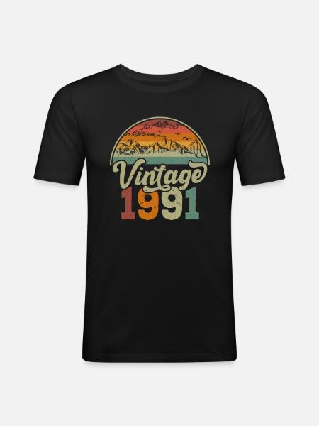 Jahrgang 1991 - Männer Slim Fit T-Shirt - Schwarz