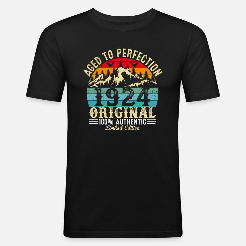 Perfekt gealtert 1924 Original - Männer Slim Fit T-Shirt - Schwarz
