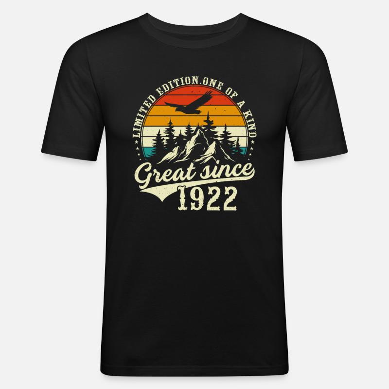 Einzigartig seit 1922 - Männer Slim Fit T-Shirt - Schwarz