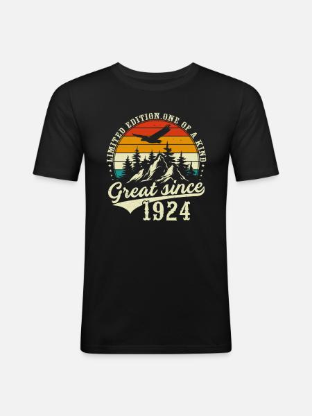Einzigartig seit 1924 - Männer Slim Fit T-Shirt - Schwarz
