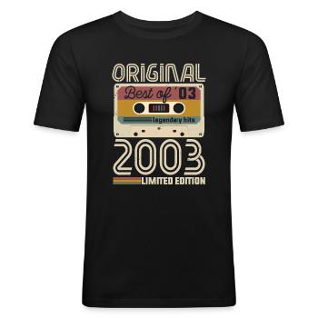 Vintage Geburtstag Original Geschenkidee 2003 - Männer Slim Fit T-Shirt - Schwarz - Vorne - Nik (191cm)