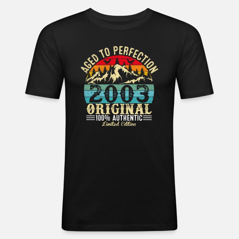 Perfekt gealtert 2003 Original - Männer Slim Fit T-Shirt - Schwarz