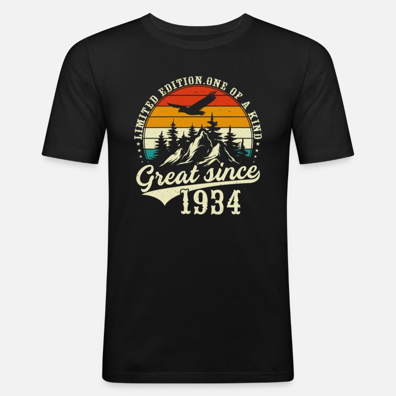 Einzigartig seit 1934 - Männer Slim Fit T-Shirt - Schwarz