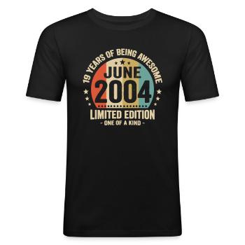 Juni 2004 19-jähriges Jubiläum Vintage-Geschenkidee - Männer Slim Fit T-Shirt - Schwarz - Vorne - Nik (191cm)