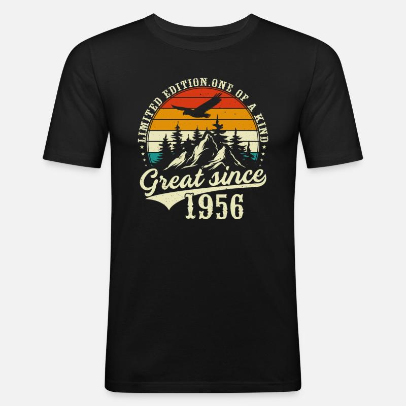 Einzigartig seit 1956 - Männer Slim Fit T-Shirt - Schwarz