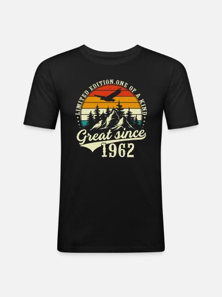 Einzigartig seit 1962 - Männer Slim Fit T-Shirt - Schwarz