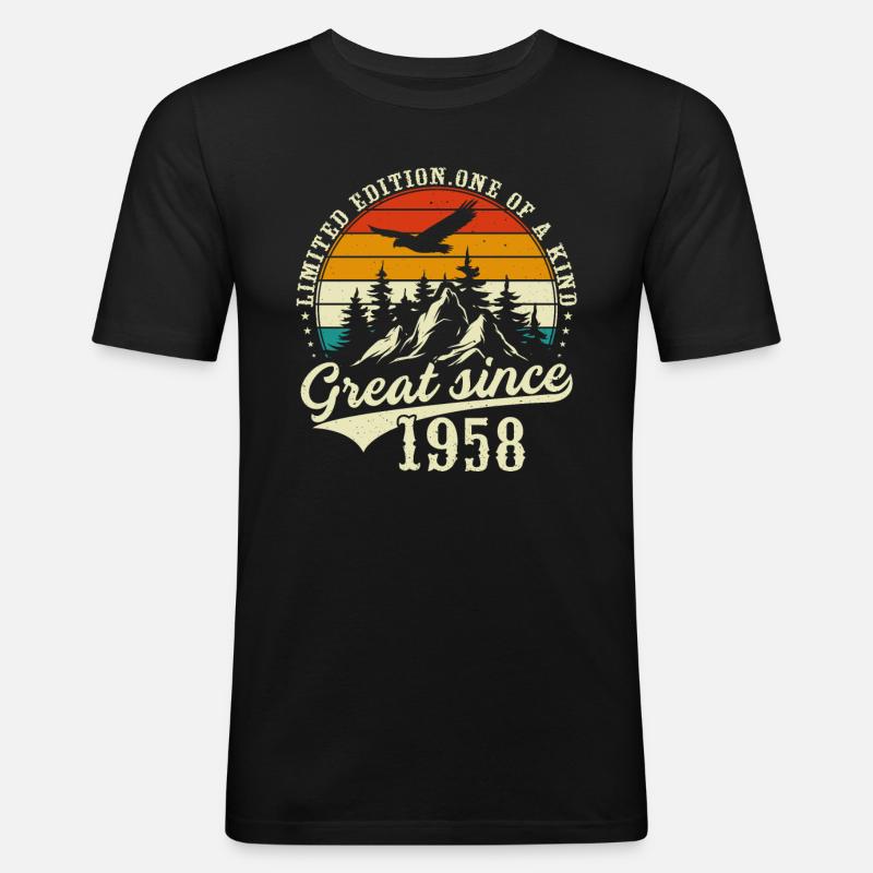 Einzigartig seit 1958 - Männer Slim Fit T-Shirt - Schwarz