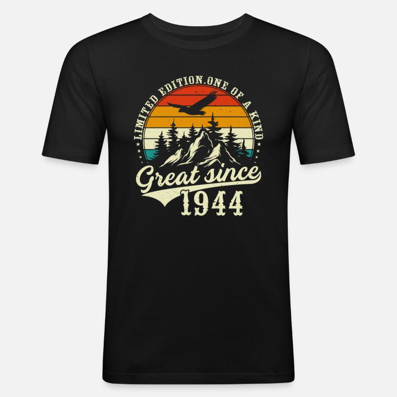Einzigartig seit 1944 - Männer Slim Fit T-Shirt - Schwarz