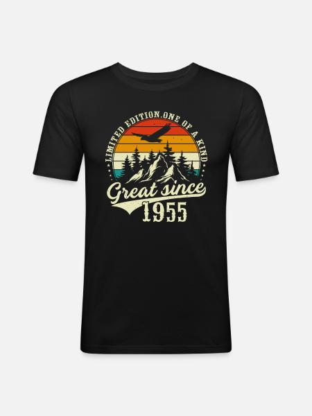 Einzigartig seit 1955 - Männer Slim Fit T-Shirt - Schwarz