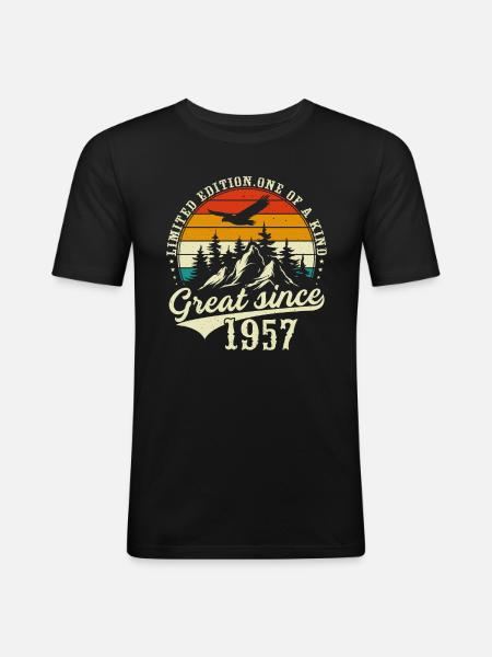Einzigartig seit 1957 - Männer Slim Fit T-Shirt - Schwarz