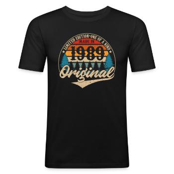Made in 1989 Original - Men's Slim Fit T-Shirt - black - Front - Nik (191cm)