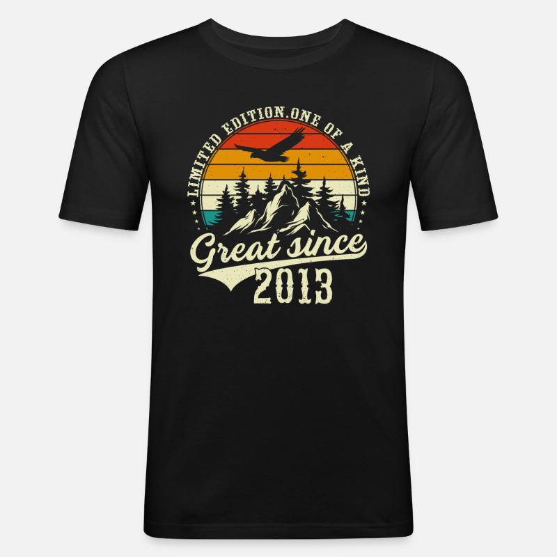Einzigartig seit 2013 - Männer Slim Fit T-Shirt - Schwarz