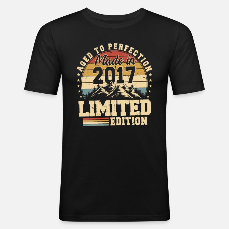 Einzigartig seit 2017 - Männer Slim Fit T-Shirt - Schwarz