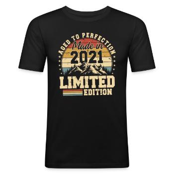 One of a kind since 2021 - Men's Slim Fit T-Shirt - black - Front - Nik (191cm)