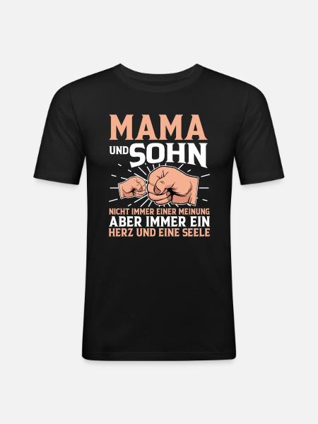 Mama Und Sohn - Männer Slim Fit T-Shirt - Schwarz