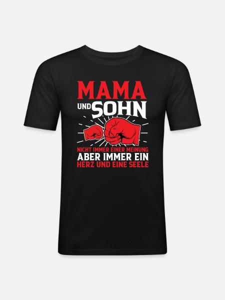 Mama Und Sohn - Männer Slim Fit T-Shirt - Schwarz