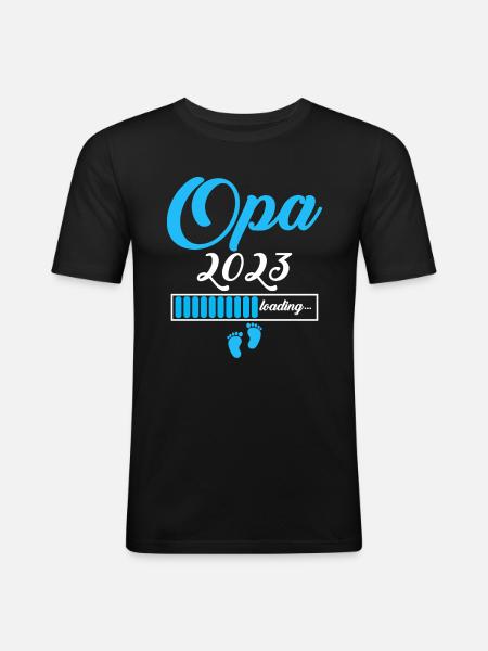 Opa 2023 - Männer Slim Fit T-Shirt - Schwarz