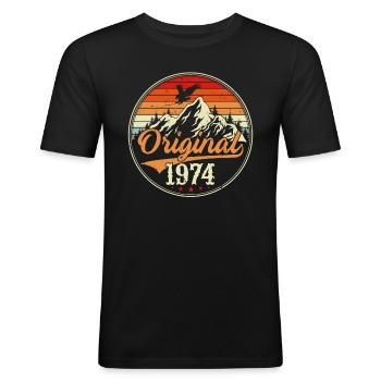 Orginal 1974 - T-shirt près du corps Homme - noir - Devant - Nik (191cm)
