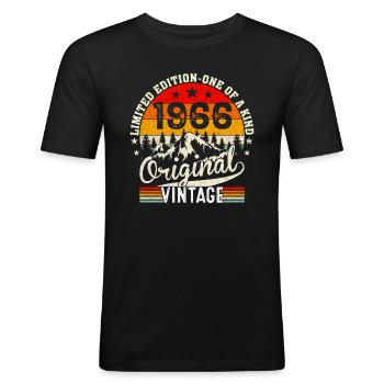 1966 Originaler Jahrgang - Männer Slim Fit T-Shirt - Schwarz - Vorne - Nik (191cm)
