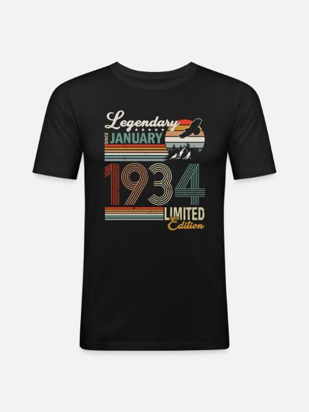 January 1934 Birthday man - Men's Slim Fit T-Shirt - black