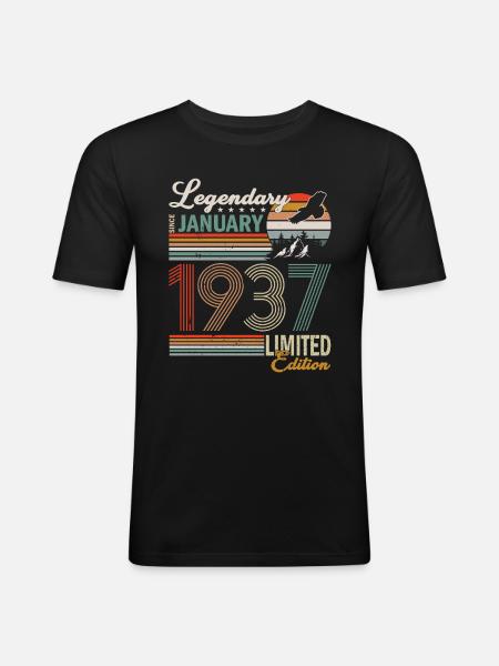 January 1937 Birthday Man - Men's Slim Fit T-Shirt - black