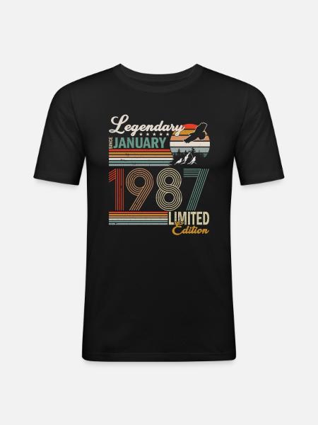 January 1987 born - Men's Slim Fit T-Shirt - black