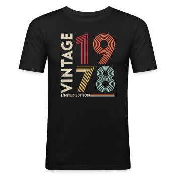1978 Birthday Present - Men's Slim Fit T-Shirt - black - Front - Nik (191cm)