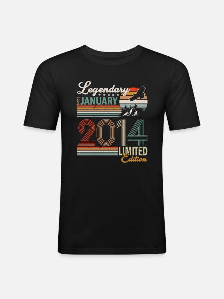 Legendär seit Januar 2014 - Männer Slim Fit T-Shirt - Schwarz