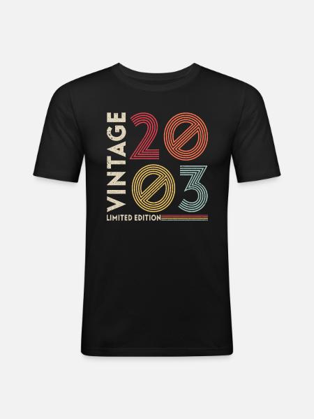 Millésime 2003 Anniversaire - T-shirt près du corps Homme - noir