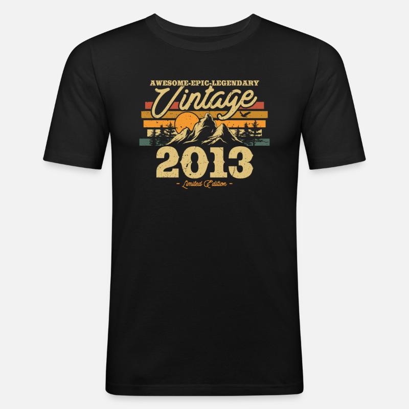 2013 Retro Jubiläum Geschenk - Männer Slim Fit T-Shirt - Schwarz