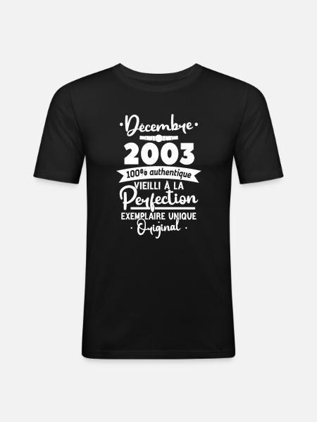 Décembre 2003 20 Ans - T-shirt près du corps Homme - noir