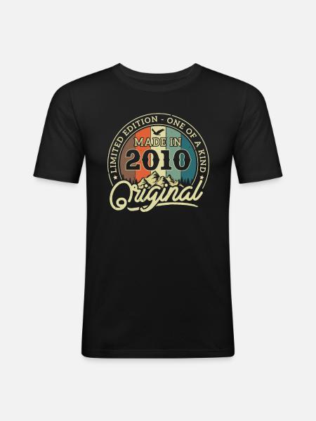 Cadeau Millésime 2010 - T-shirt près du corps Homme - noir