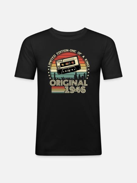 Cadeau Millésime 1946 - T-shirt près du corps Homme - noir