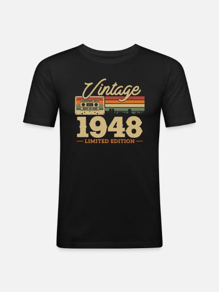 1948 - 75/76th birthday - Men's Slim Fit T-Shirt - black