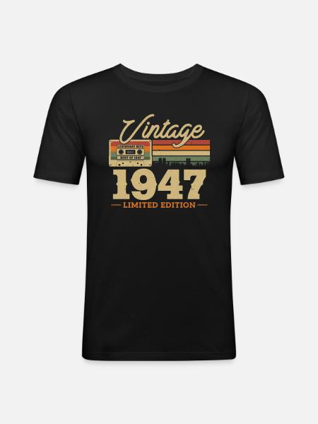 1947 - 76/77th birthday - Men's Slim Fit T-Shirt - black