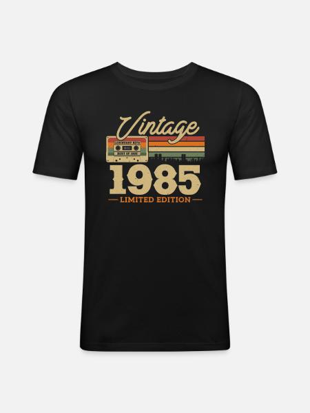 1985 - 38/39 Birthday - Men's Slim Fit T-Shirt - black